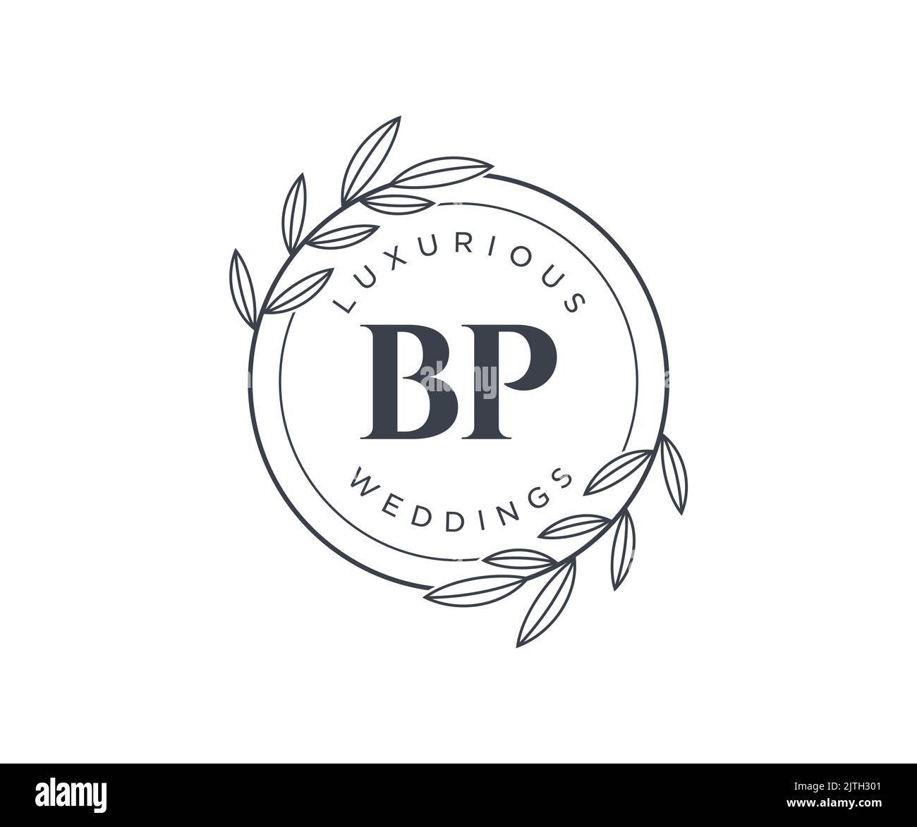 BP initiales lettre mariage monogramme logos modèle, dessin à la main moderne minimalistes et modèles floraux pour cartes d'invitation, Save the Date, élégant Illustration de Vecteur
