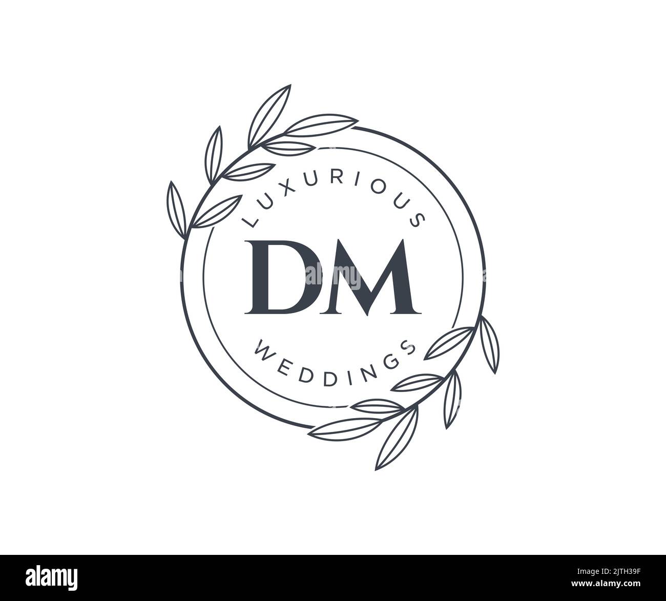 DM initiales lettre mariage monogramme logos modèle, dessin à la main moderne minimalistes et modèles floraux pour cartes d'invitation, Save the Date, élégant Illustration de Vecteur