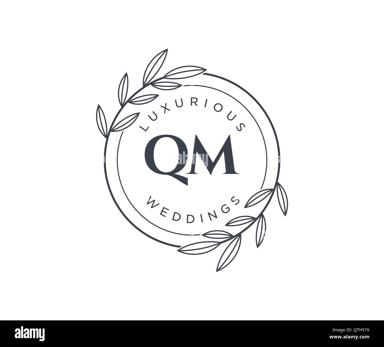 QM initiales lettre mariage monogramme logos modèle, dessin à la main moderne minimaliste et modèles floraux pour cartes d'invitation, Save the Date, élégant Illustration de Vecteur