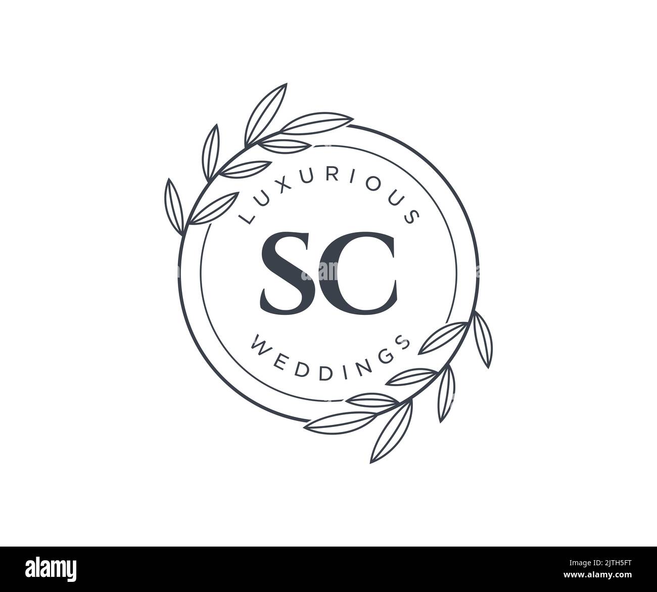 SC initiales lettre mariage monogramme logos modèle, dessin à la main moderne minimalistes et modèles floraux pour cartes d'invitation, Enregistrer la date, élégant Illustration de Vecteur