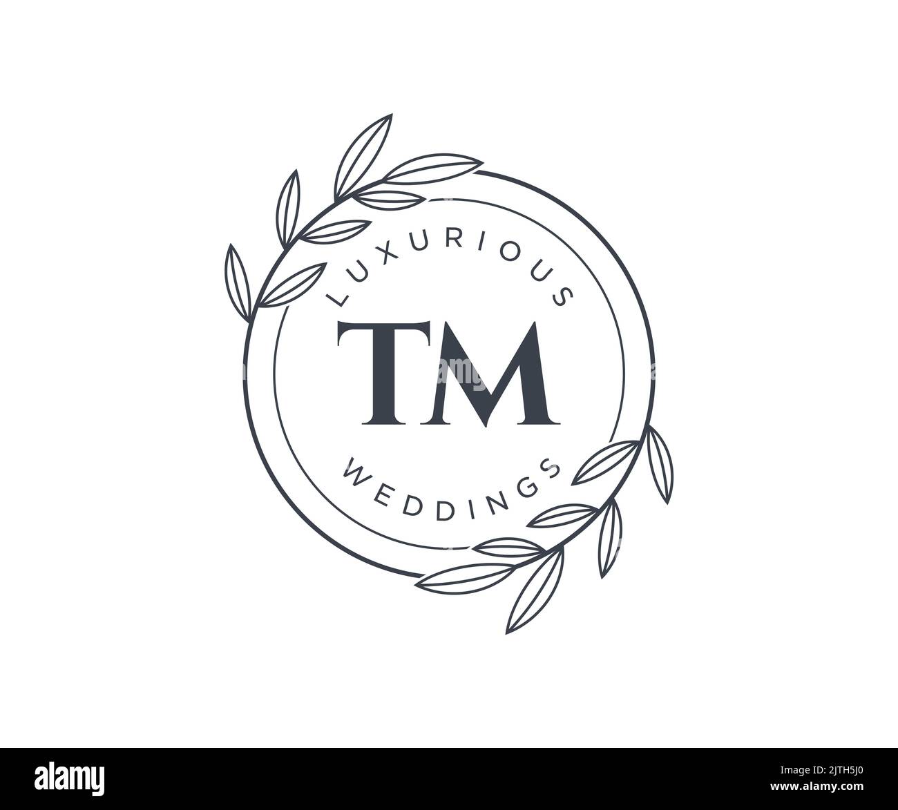 TM lettre initiale de mariage modèle de logos de monogramme, dessin à la main moderne minimaliste et modèles floraux pour cartes d'invitation, Enregistrer la date, élégant Illustration de Vecteur