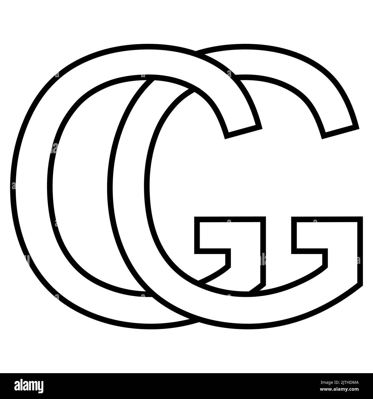 Logo signe gg double g icône nft lettres entrelacées g Illustration de Vecteur