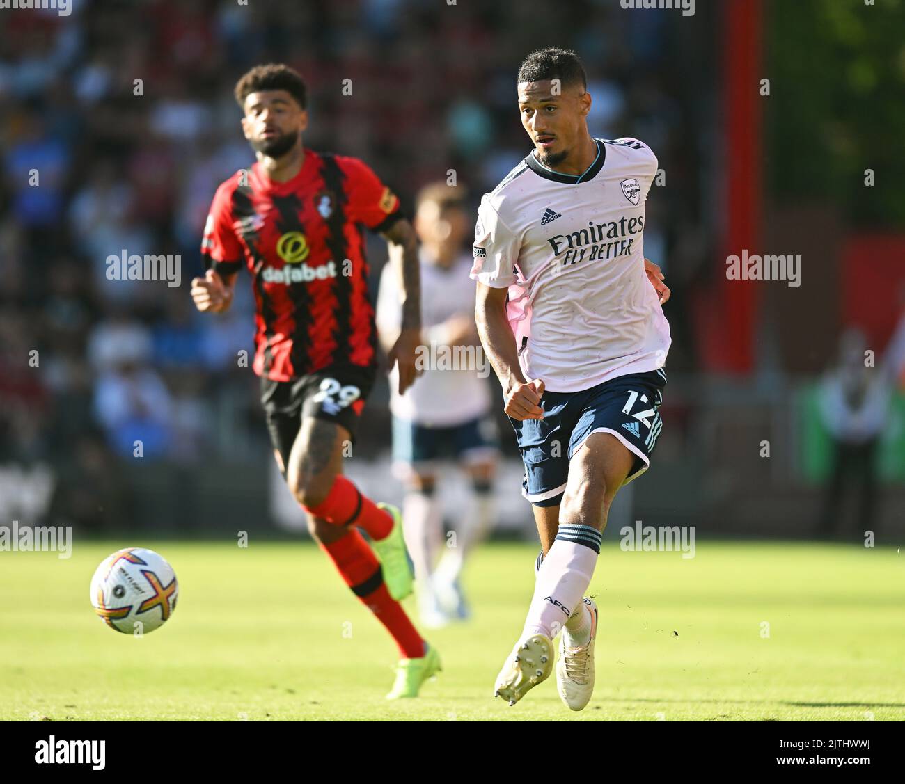 20 août 2022 - AFC Bournemouth v Arsenal - Premier League - Vitality Stadium William Saliba d'Arsenal pendant le match de la première League contre Bournemouth. Image : Mark pain / Alamy Live News Banque D'Images