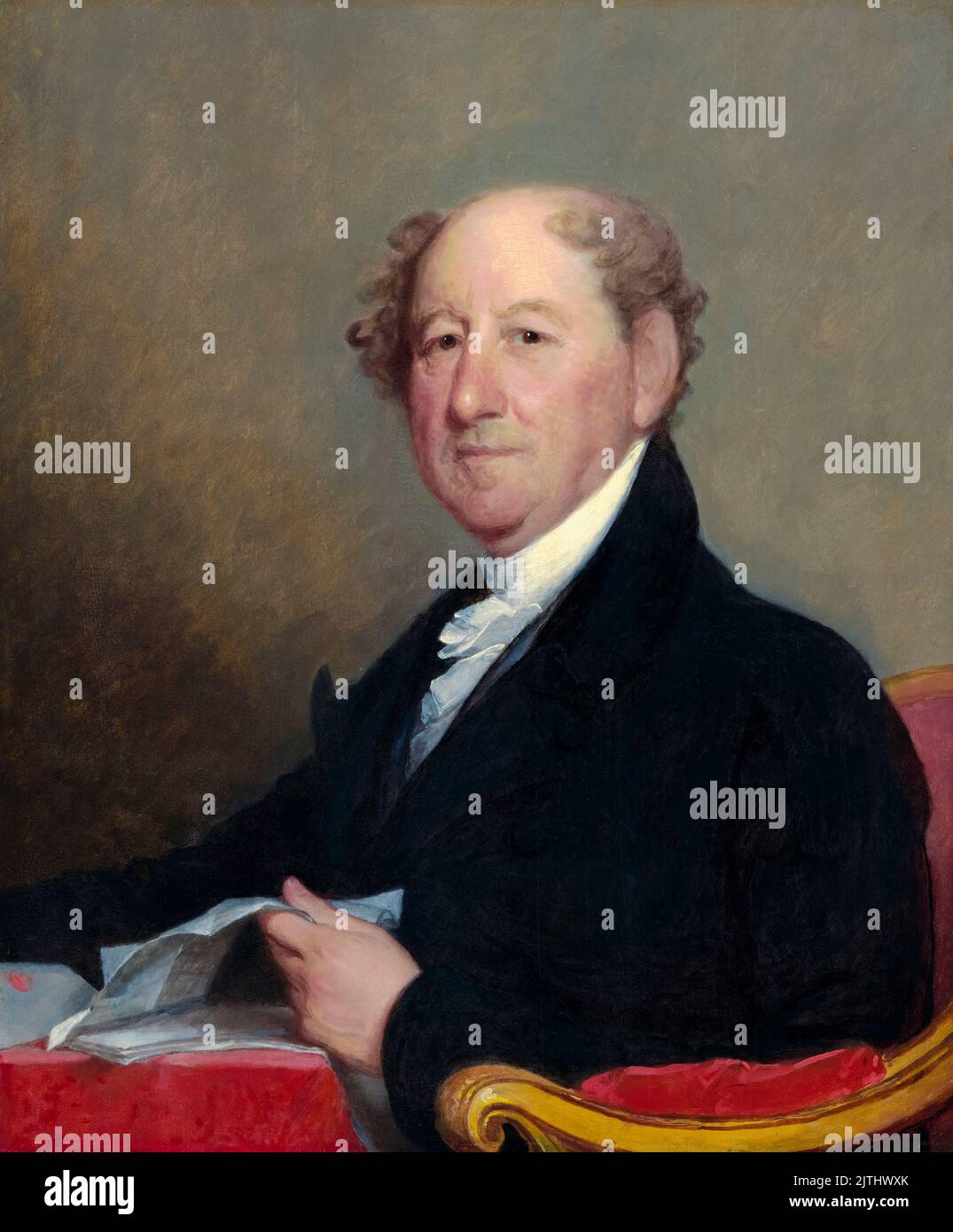 Rufus King (1755-1827), père fondateur américain, avocat, homme politique et diplomate, Portrait peint à l'huile sur panneau par Gilbert Stuart, 1819-1820 Banque D'Images
