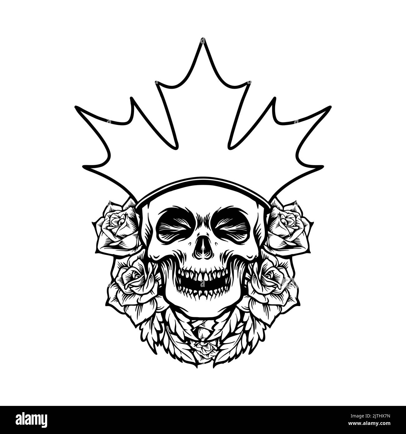 Crown Sugar Skull Dia de Los Muertos Rose Silhouette Vector illustrations pour votre travail logo, t-shirt de mascotte, autocollants et dessins d'étiquettes, Banque D'Images