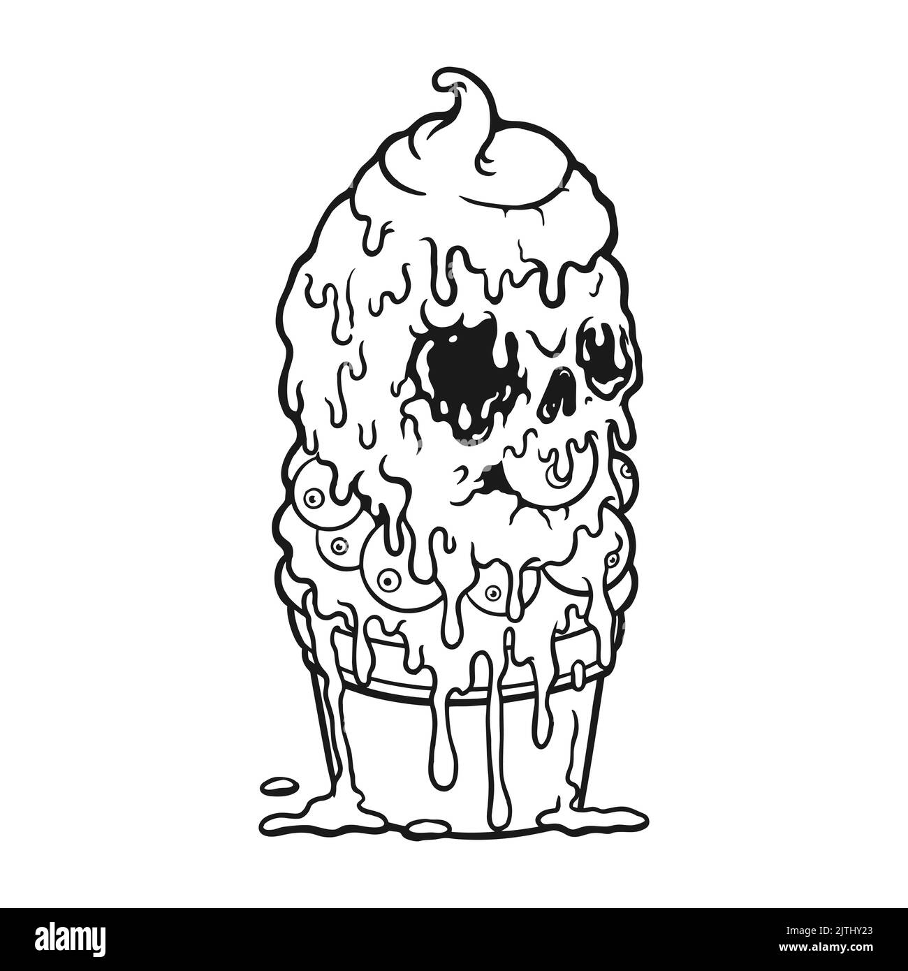 Eye Ice Cream Outline Silhouette illustrations vectorielles pour votre travail logo, t-shirt de marchandise de mascotte, autocollants et étiquettes, affiche, voiture de bienvenue Banque D'Images