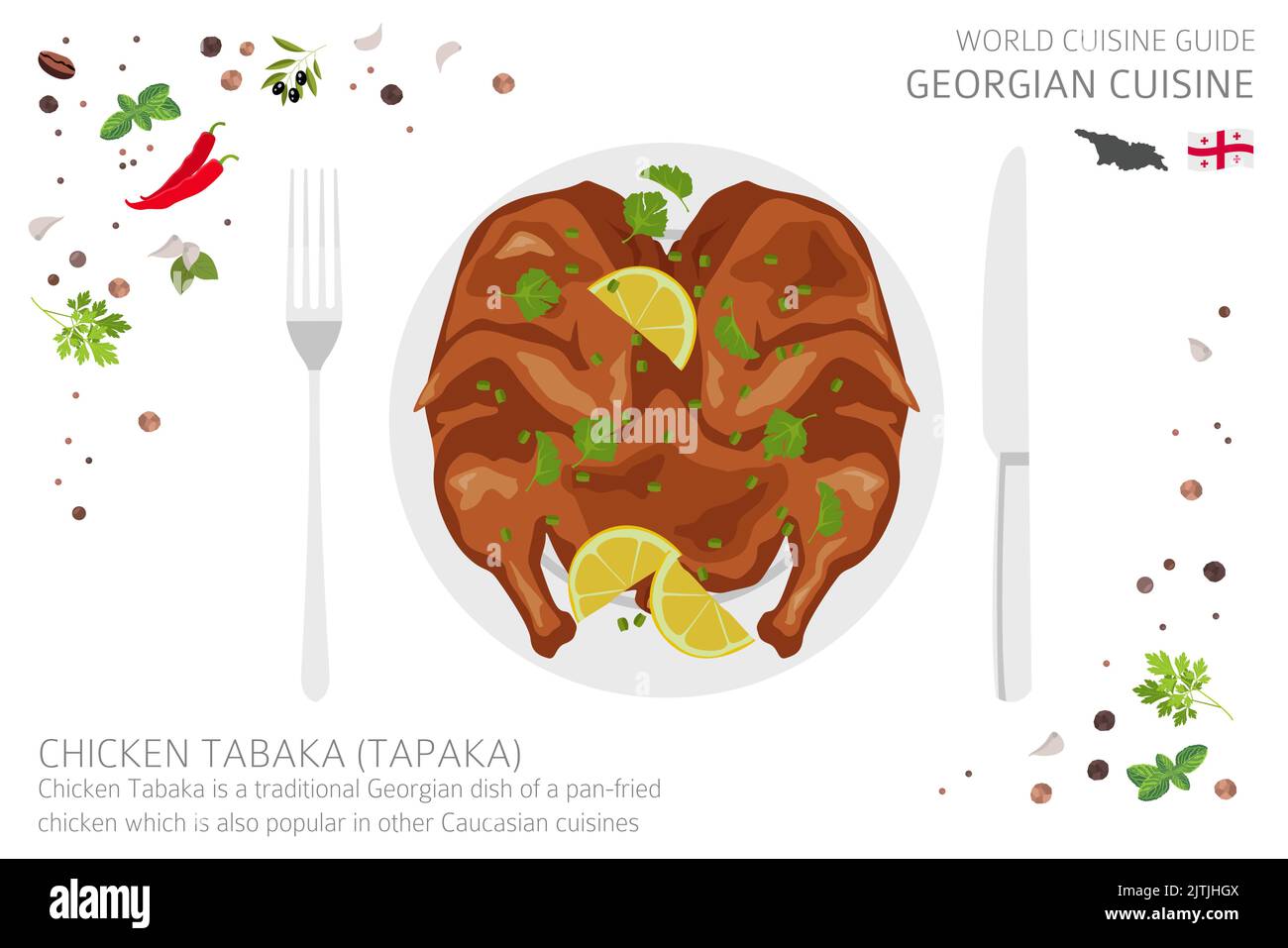 Guide de la cuisine du monde. Cuisine géorgienne. Khachapuri pain isolé sur blanc, infographie. Illustration vectorielle Illustration de Vecteur