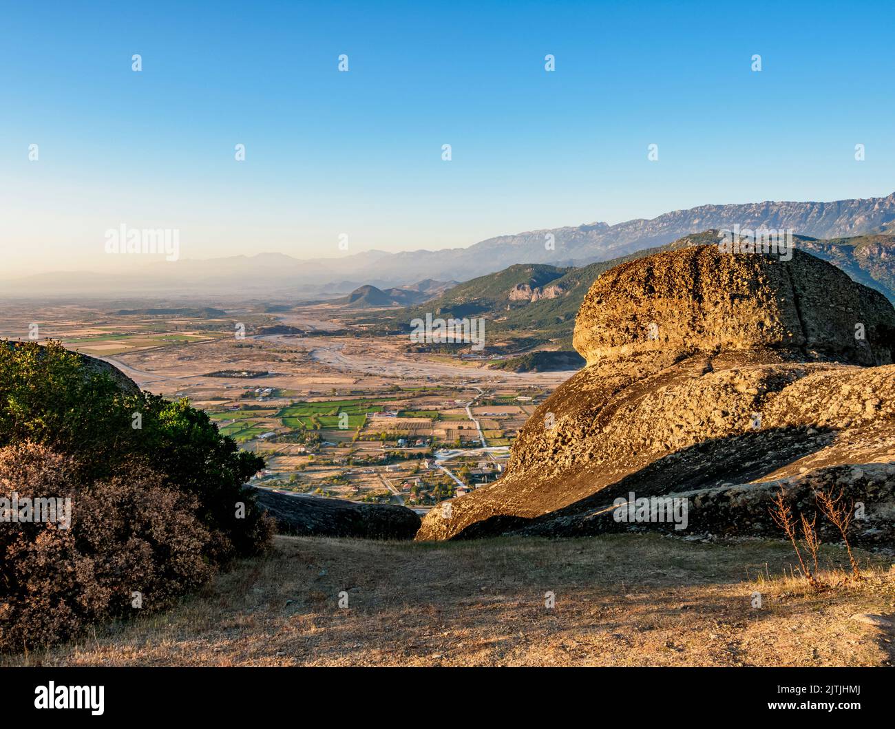 Paysage de Meteora au lever du soleil, Thessalie, Grèce Banque D'Images