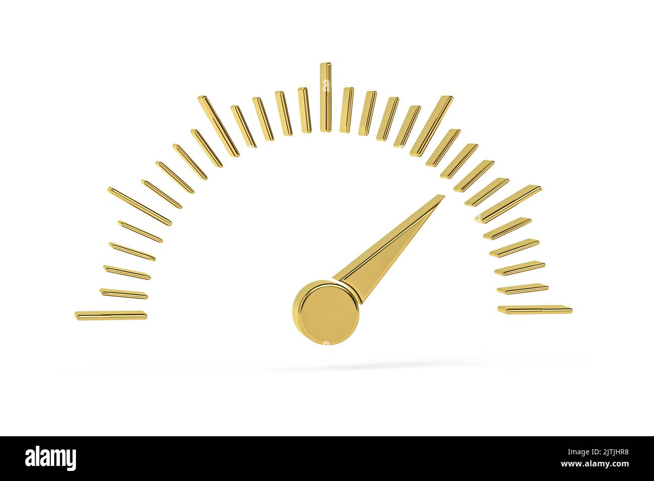 Icône de compteur de vitesse Golden 3D isolée sur fond blanc - rendu 3D Banque D'Images