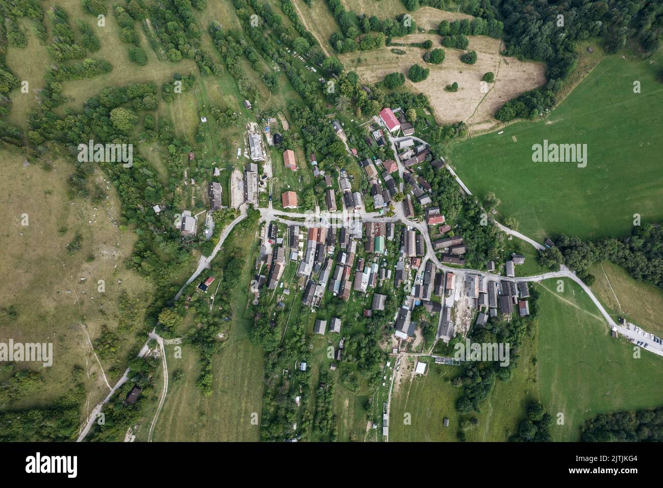 Aménagement du village médiéval d'en haut. Banque D'Images