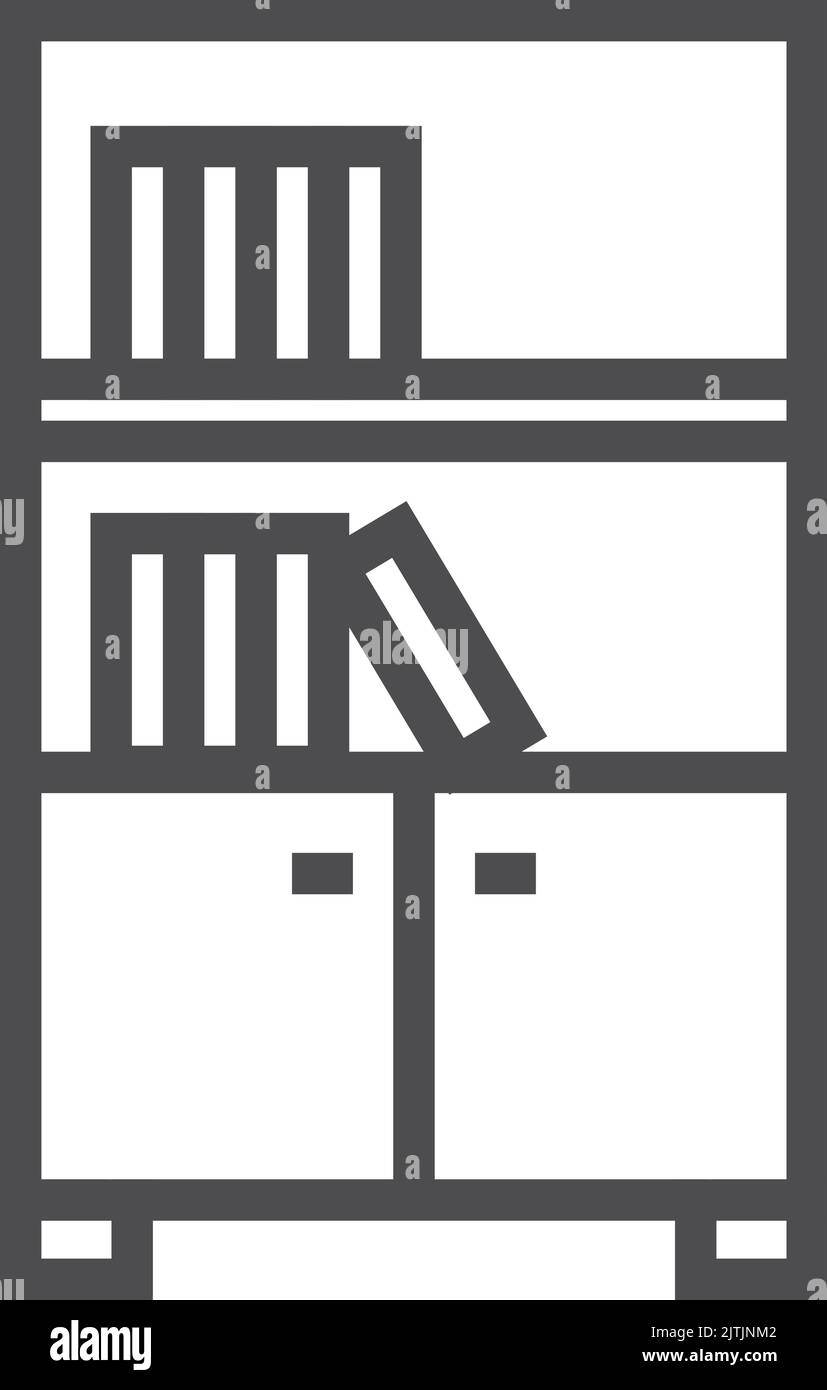 Icône de ligne de bibliothèque. Meubles en bois pour étagères à livres Illustration de Vecteur