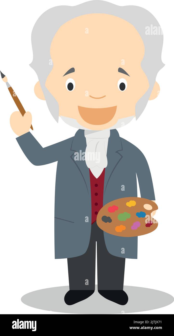 Personnage de dessin animé Francisco de Goya. Illustration vectorielle. Collection d'histoire pour enfants. Illustration de Vecteur