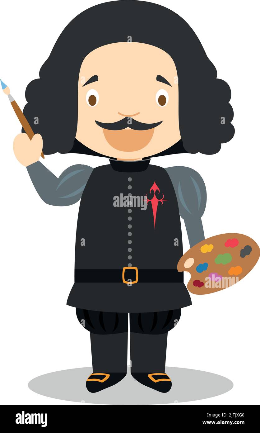 Personnage de dessin animé Diego Velaquez. Illustration vectorielle. Collection d'histoire pour enfants. Illustration de Vecteur