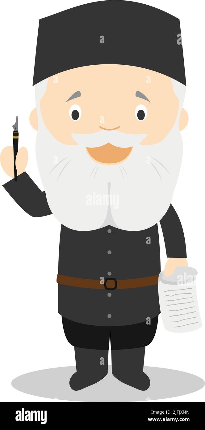 Leon Tolstoï, personnage de dessin animé. Illustration vectorielle. Collection d'histoire pour enfants. Illustration de Vecteur