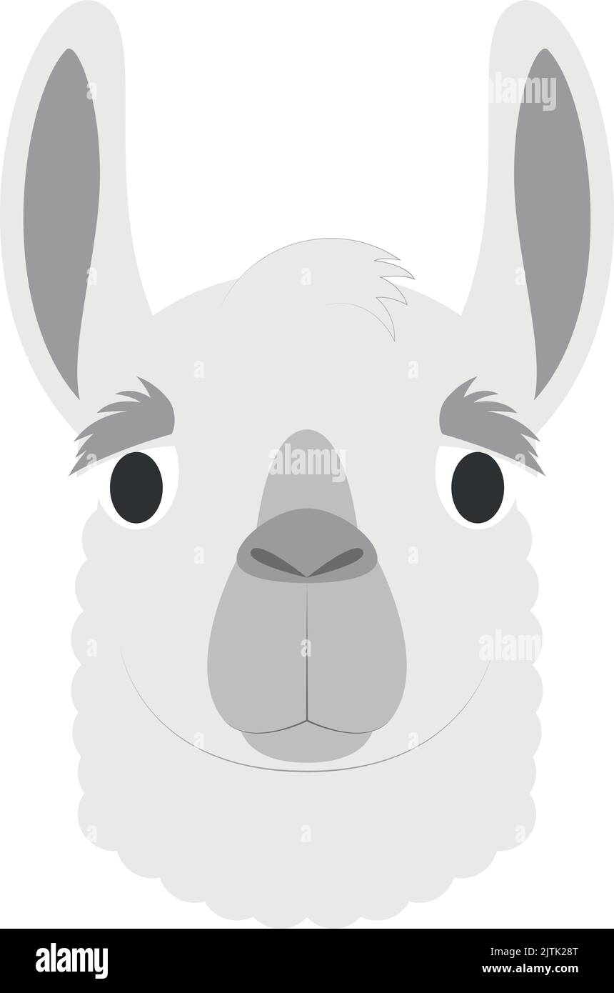 Visage Llama en style dessin animé pour les enfants. Série d'illustrations vectorielles faces d'animaux Illustration de Vecteur