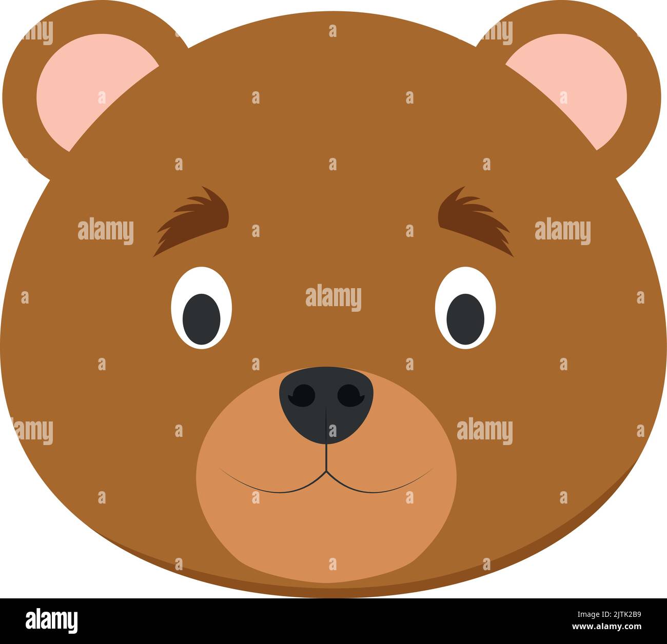 Le visage de l'ours est de style caricature pour les enfants. Série d'illustrations vectorielles faces d'animaux Illustration de Vecteur