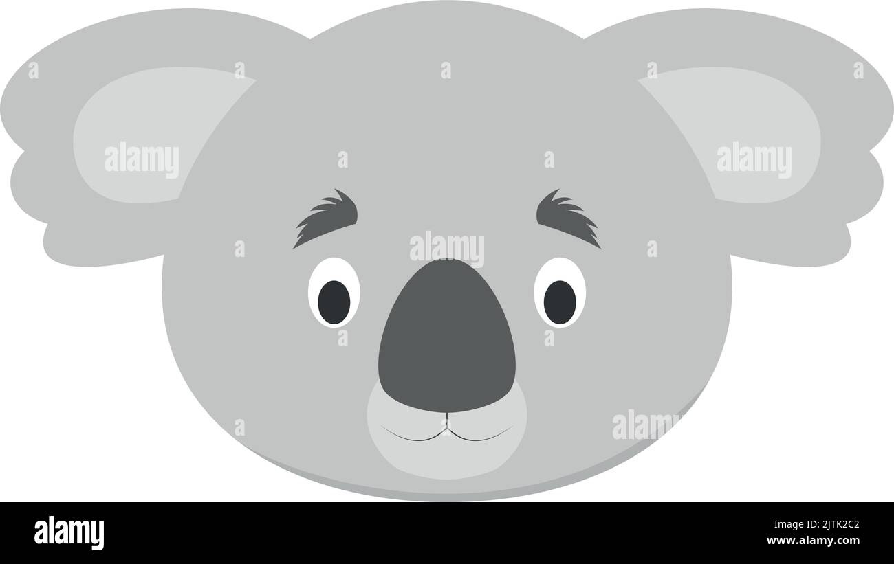 Le visage de Koala en dessin animé pour les enfants. Série d'illustrations vectorielles faces d'animaux Illustration de Vecteur