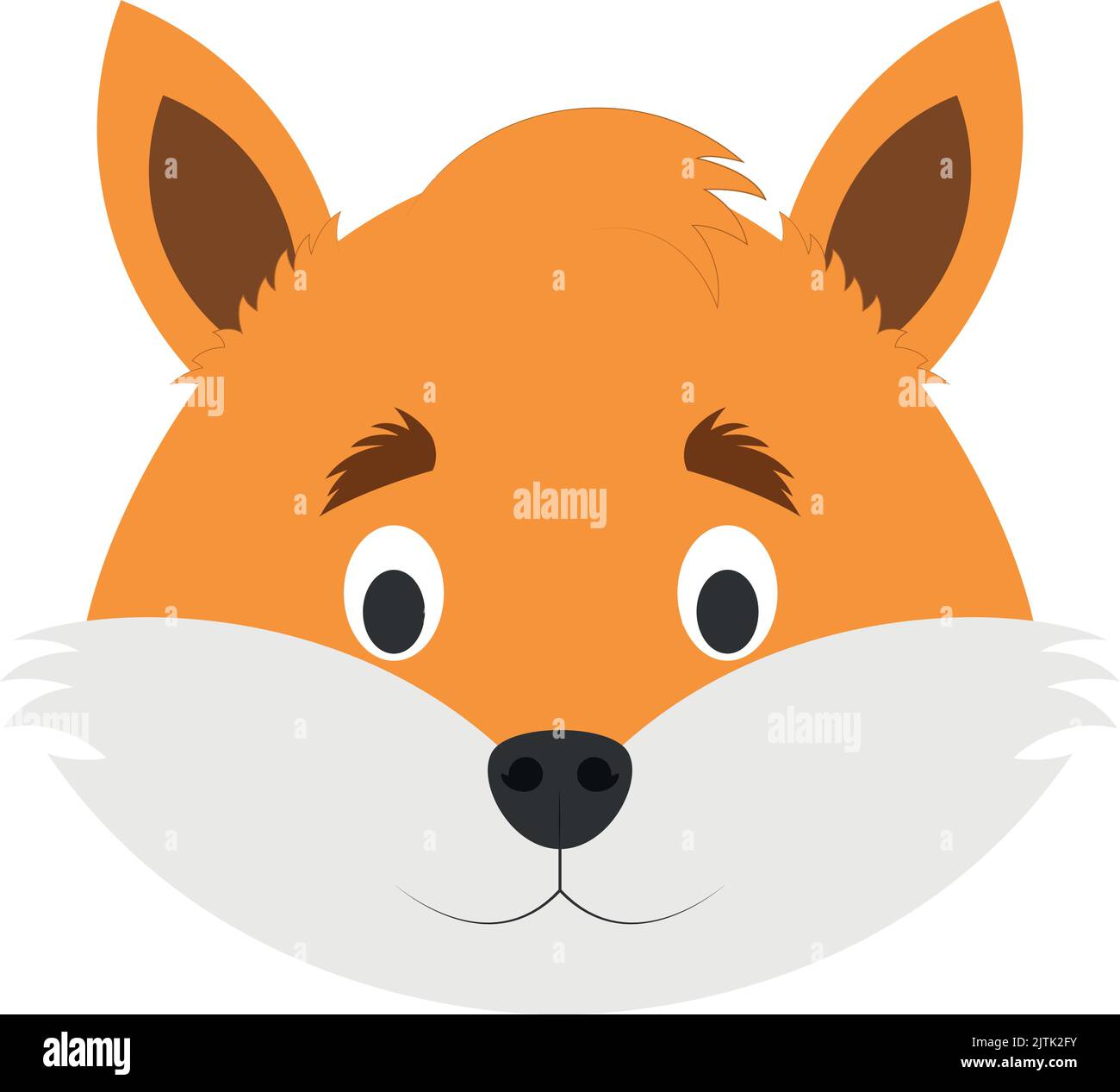 Visage de renard en style dessin animé pour les enfants. Série d'illustrations vectorielles faces d'animaux Illustration de Vecteur