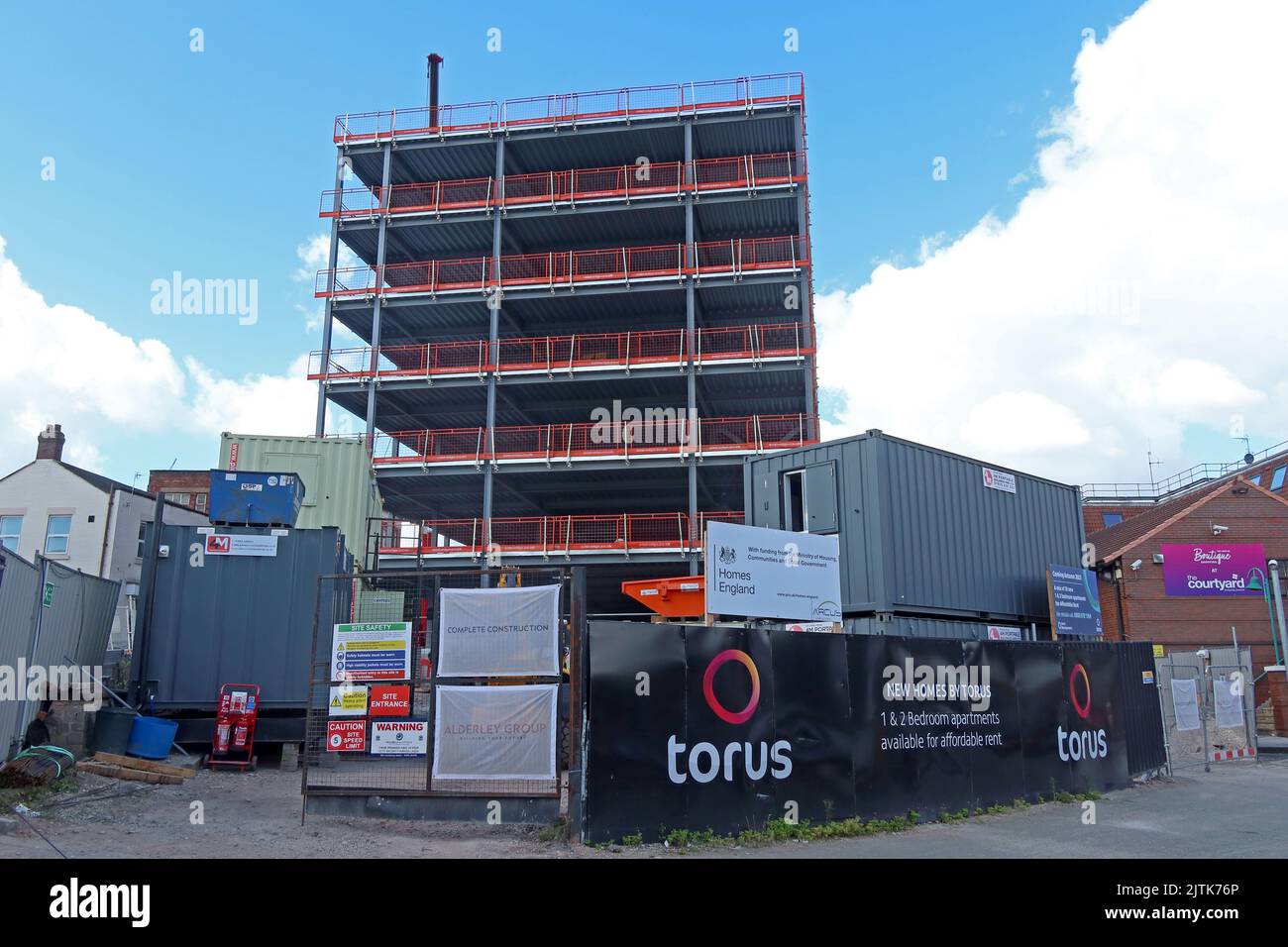 Torus Housing Group, Town Hill appartements de 1 et 2 chambres, construit à un loyer abordable (80% d'une location standard), centre ville de Warrington, Cheshire, Royaume-Uni, WA1 2NG Banque D'Images