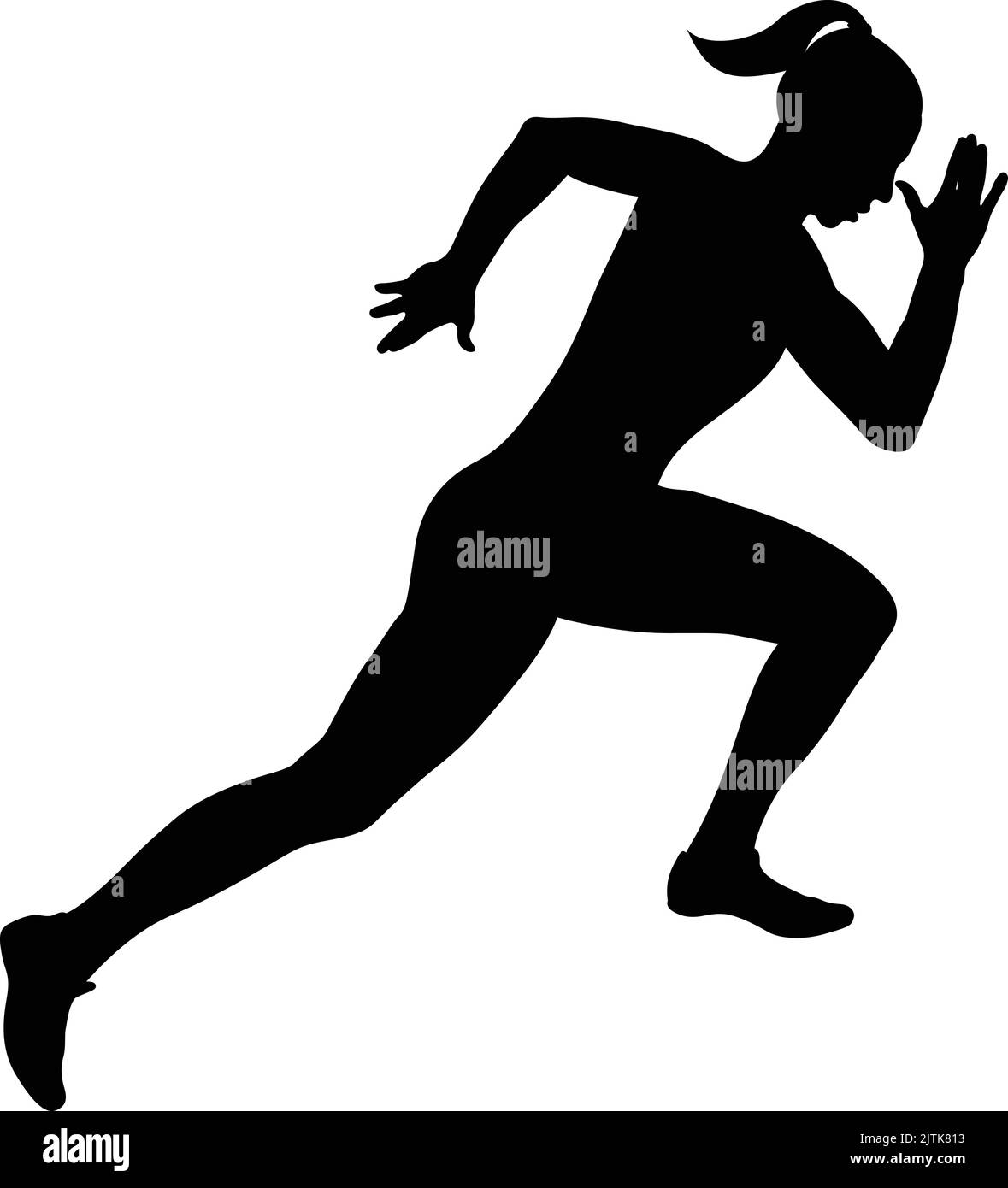 silhouette noire de course à pied de sprinter féminine Illustration de Vecteur
