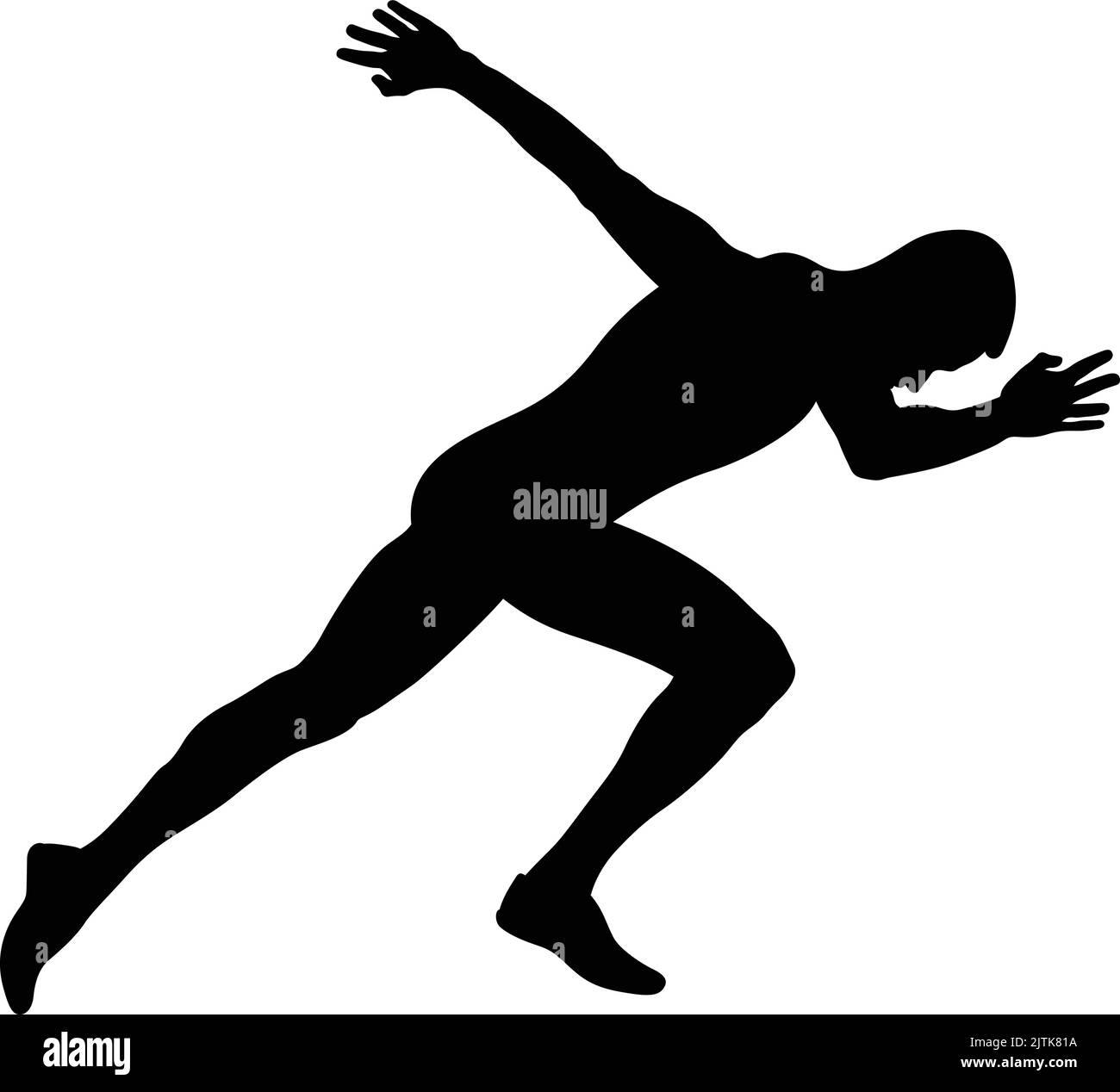 sprinter mâle commençant à courir silhouette noire Illustration de Vecteur