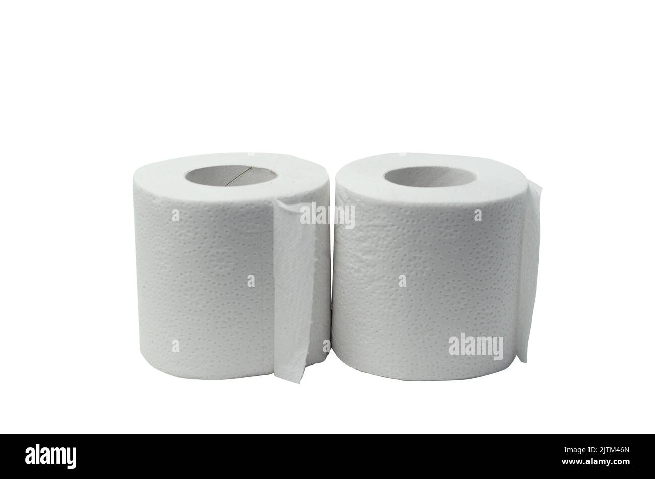 deux rouleaux de papier toilette doux isolés sur du papier blanc Banque D'Images