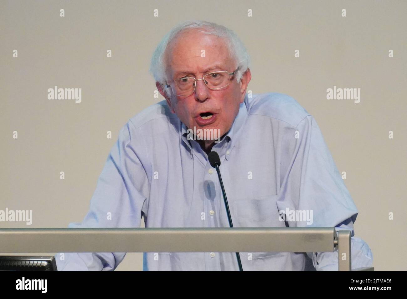 LE sénateur AMÉRICAIN Bernie Sanders s'est exprimé lors d'un rassemblement pour sauver les transports publics de Londres, au TUC Congress House, Londres. Date de la photo: Mercredi 31 août 2022. Banque D'Images
