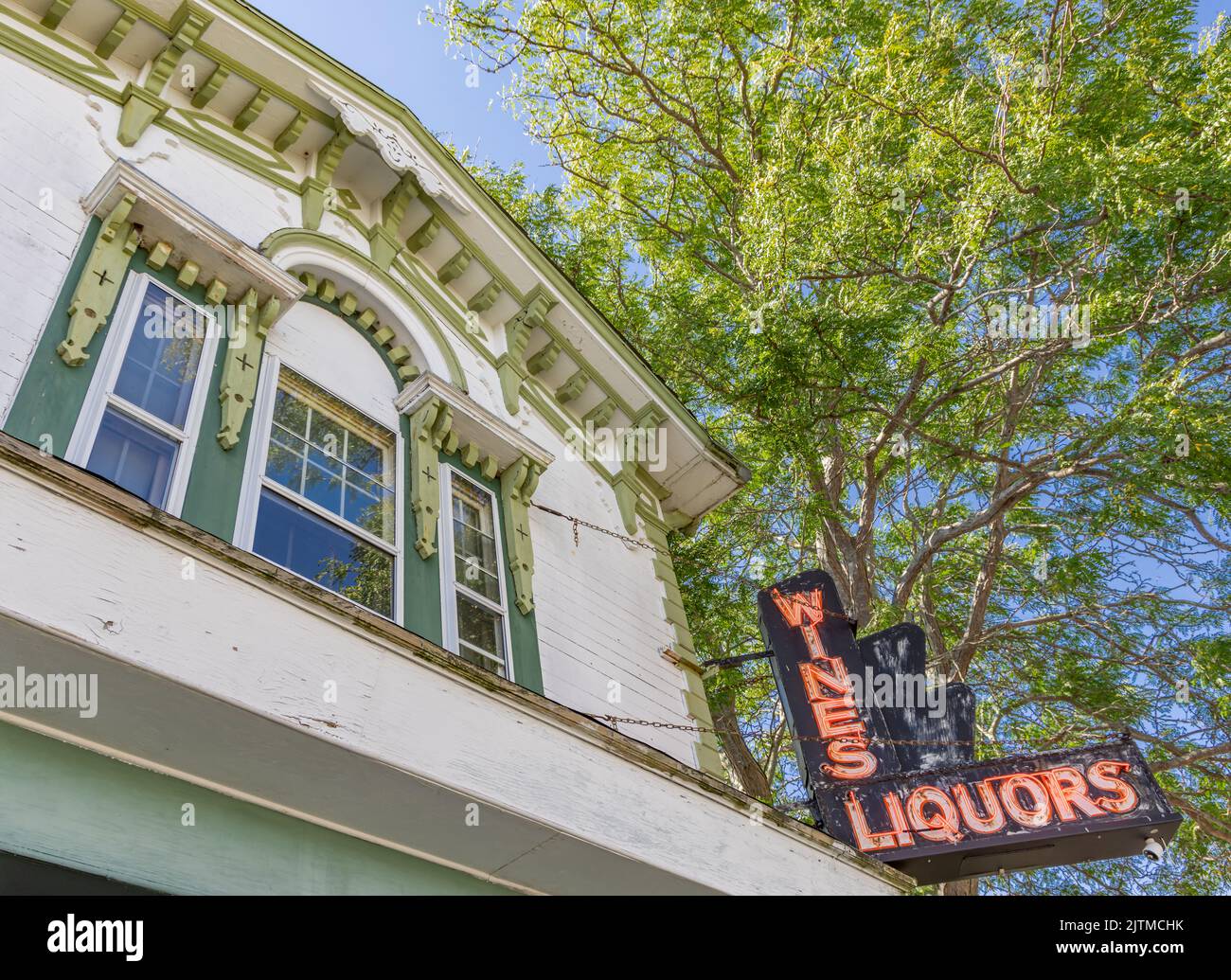 Magasin de vins et spiritueux à Greenport, NY Banque D'Images