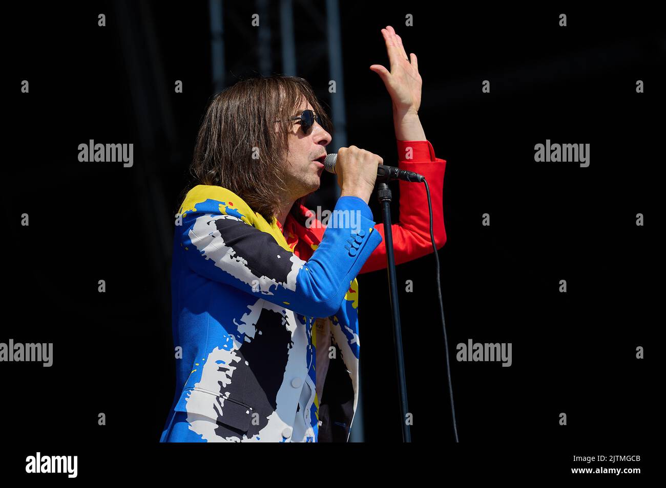 PORTSMOUTH, HAMPSHIRE, Royaume-Uni – AOÛT 26 2022 : le groupe Indie Rock Primal Scream ouvre le festival Victorious Music sur Southsea Common. Banque D'Images PORTSMOUTH, HAMPSHIRE, Royaume-Uni – AOÛT 26 2022 : le groupe Indie Rock Primal Scream ouvre le festival Victorious Music sur Southsea Common. Banque D'Images