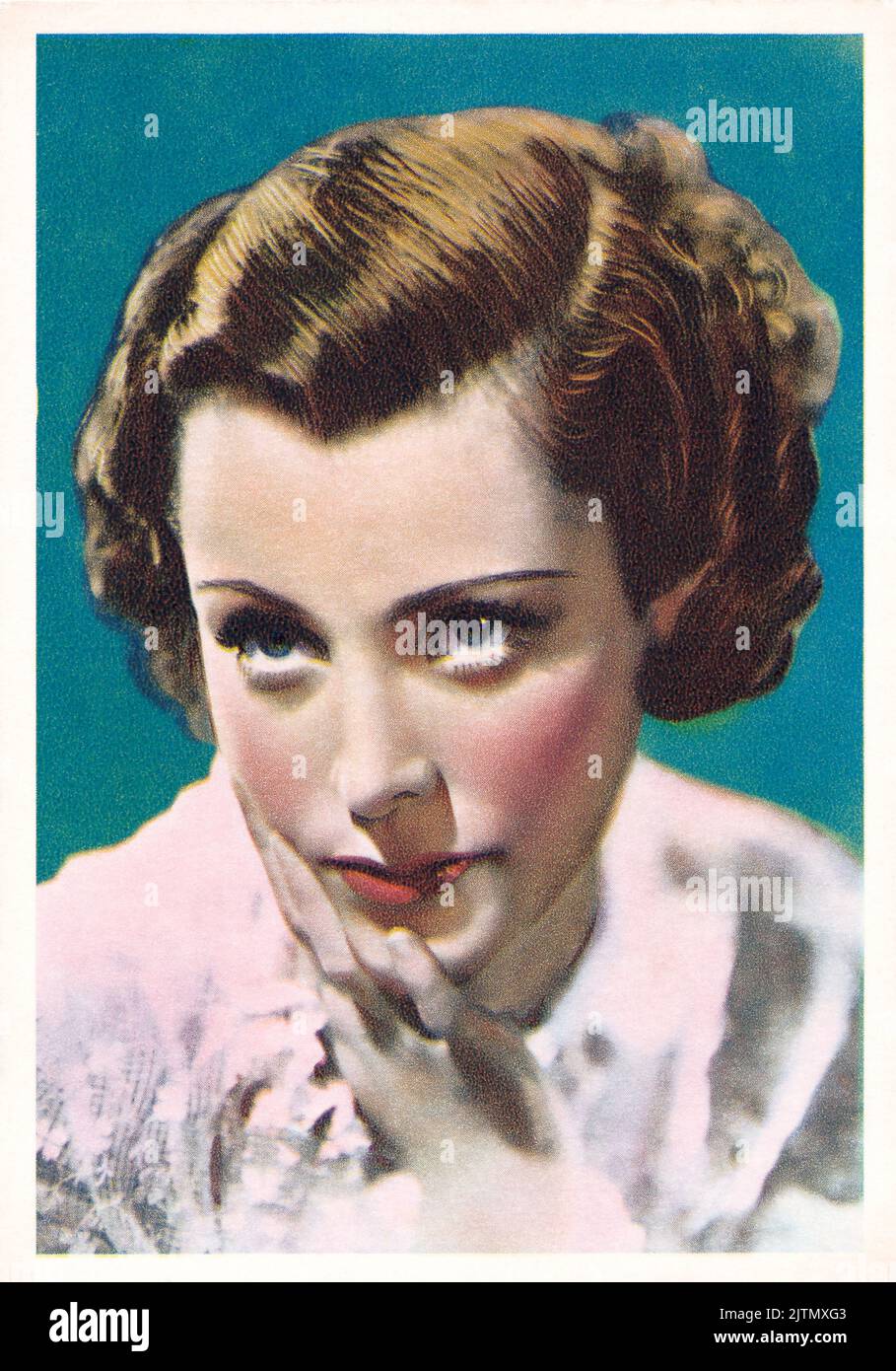 L'actrice Frances Dee sur une carte de cigarette vintage de Reszke. Banque D'Images