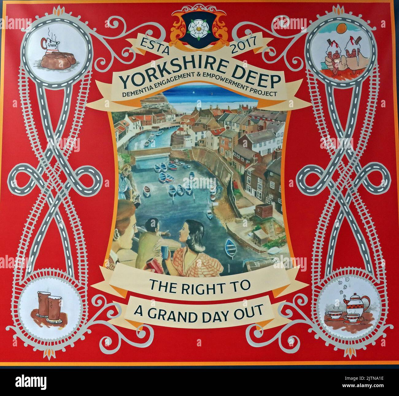 Bannières pour l'espoir et le changement - Yorkshire Deep - le droit à une journée de découverte - projet d'engagement et d'autonomisation de la démence - Esta 2017 Banque D'Images