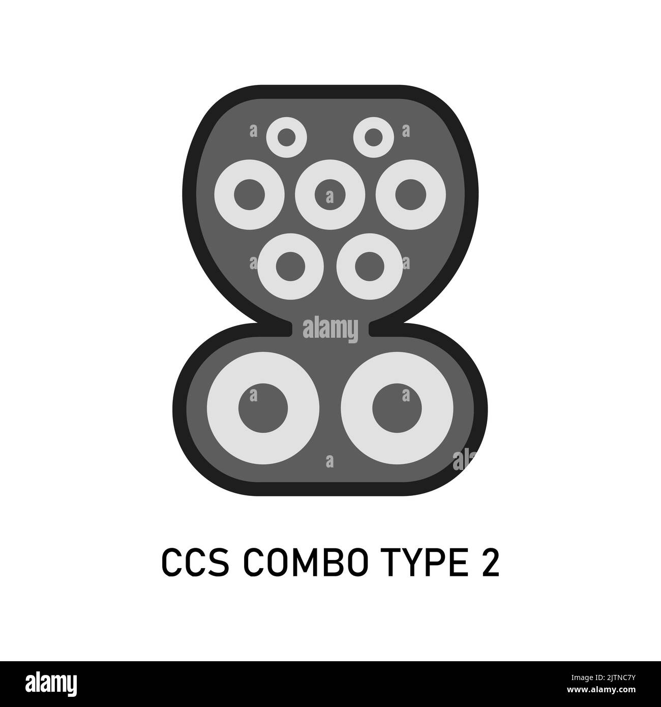Fiche de charge pour voiture électrique Type 2 Mennekes Europe. Icône de ligne permettant de modifier le contour Illustration de Vecteur