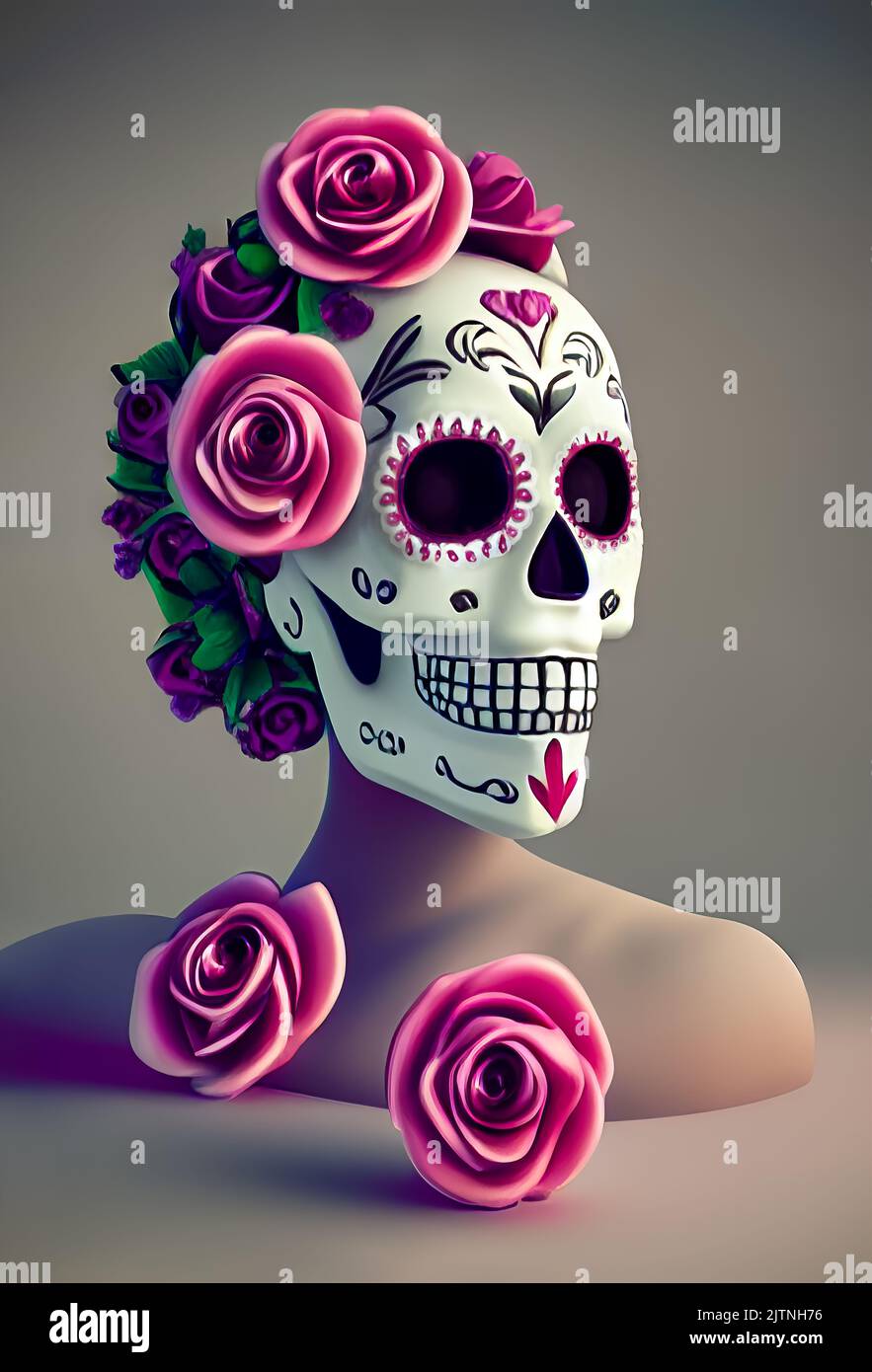 Déco Photomaton Dia De Muertos - 21 Accessoires Dont Masques, Fleurs Et Lunettes - Fête Halloween Mexicaine