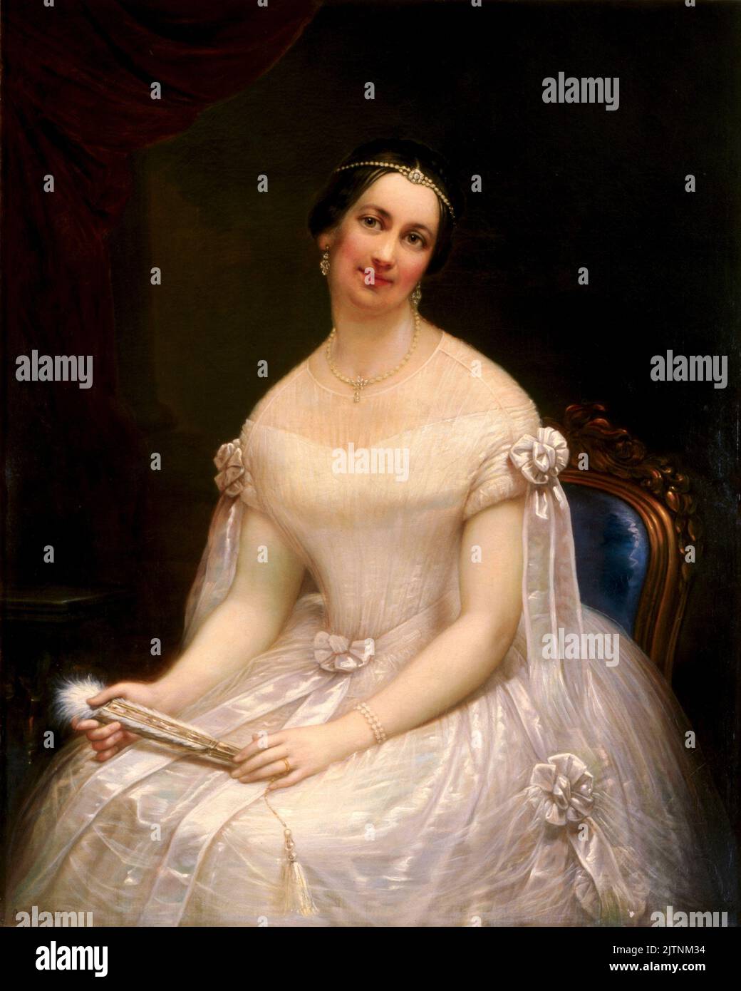 Un portrait de la deuxième femme du président John Tyler, Julia Gardiner Tyler, peint par Francesco Anelli. Banque D'Images