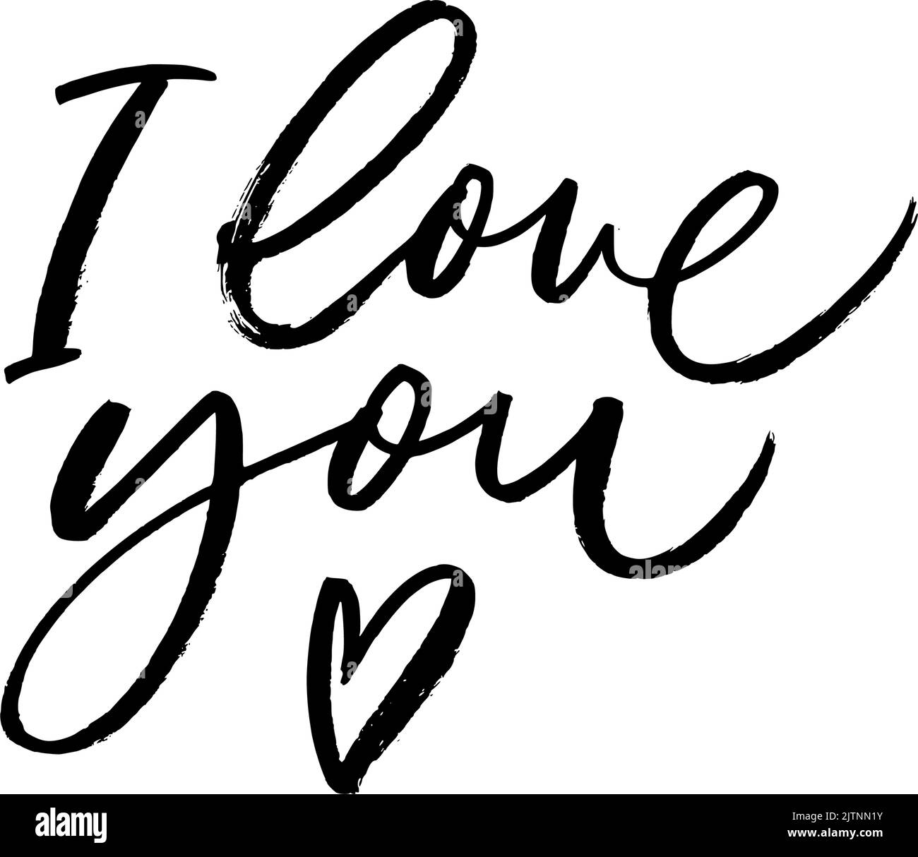 Je vous aime la calligraphie avec le symbole de coeur. Illustration de Vecteur