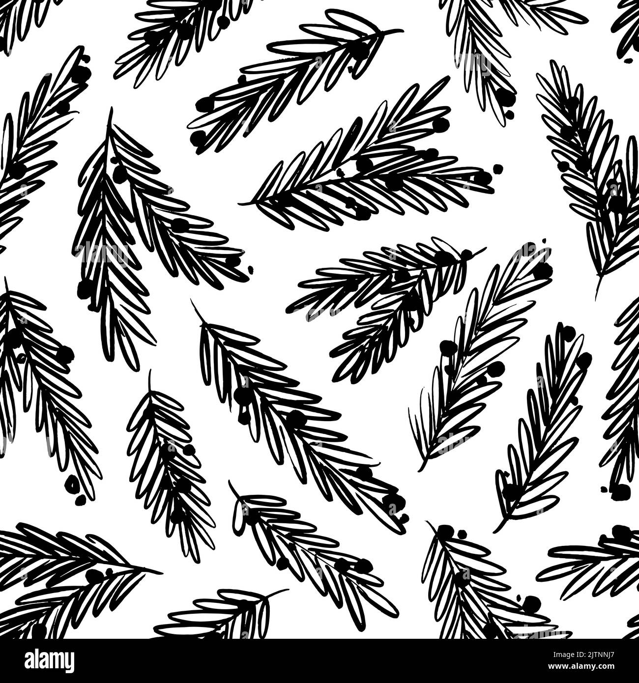 Motif sans couture avec branches et boules en pin. Illustration de Vecteur