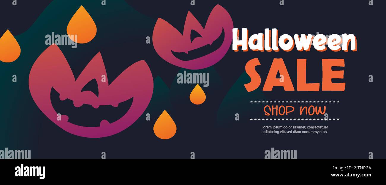 Arrière-plan de la bannière de vente d'Halloween. Modèle d'illustration d'Halloween pour l'affiche, la circulaire, la vente et tous les modèles. Illustration de Vecteur