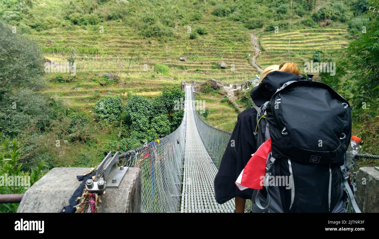 Trekking au camp de base d'Annapurna Banque D'Images