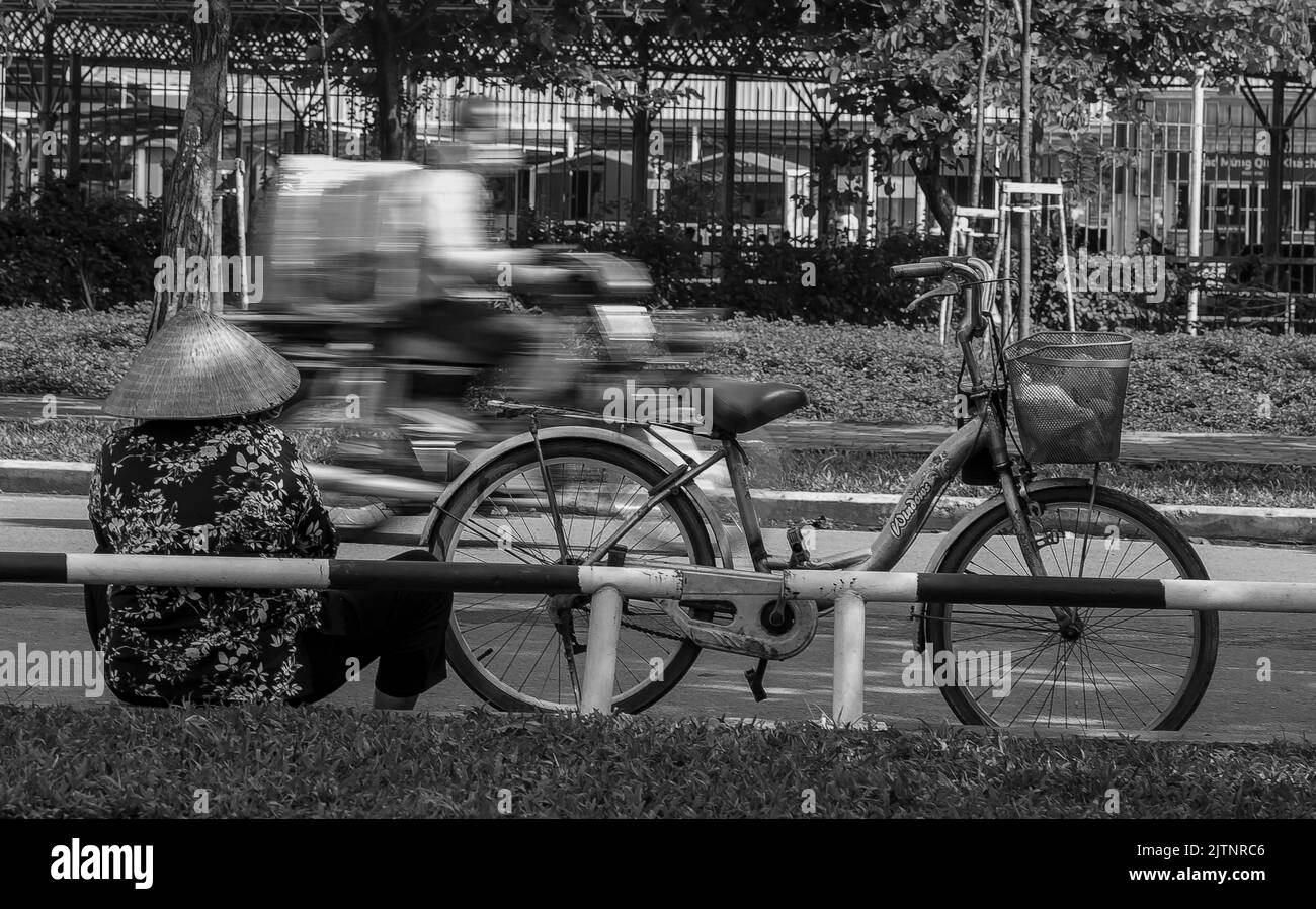 Activités dans la ville de Saigon, beaucoup d'agitation, joyeux et amical jour de l'an Banque D'Images