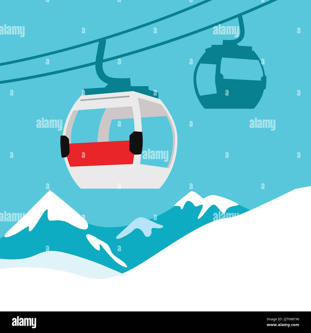 Funiculaire. Télécabine de ski dans les montagnes pour le ski et les sports d'hiver, le tourisme d'hiver. Illustration vectorielle. Illustration de Vecteur