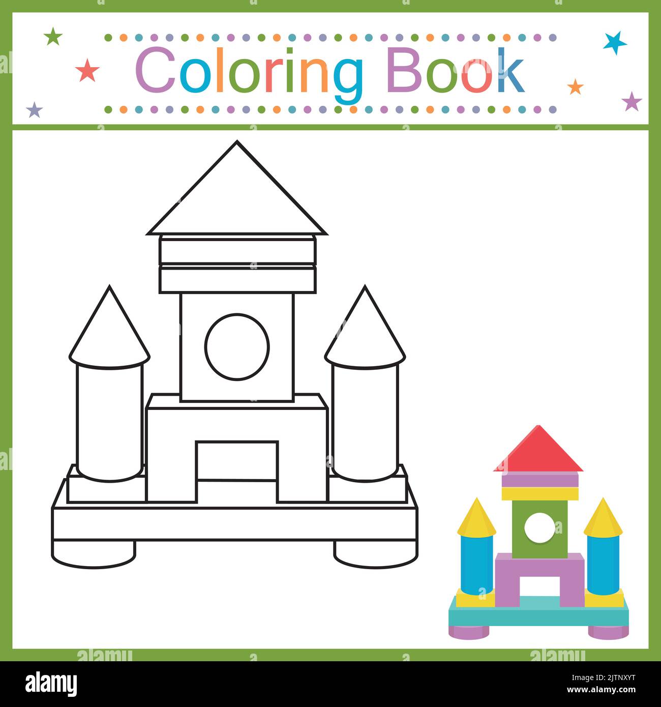 Livre de coloriage pour le château des enfants, ligne de contour noire, illustration de caniche isolée. Illustration de Vecteur