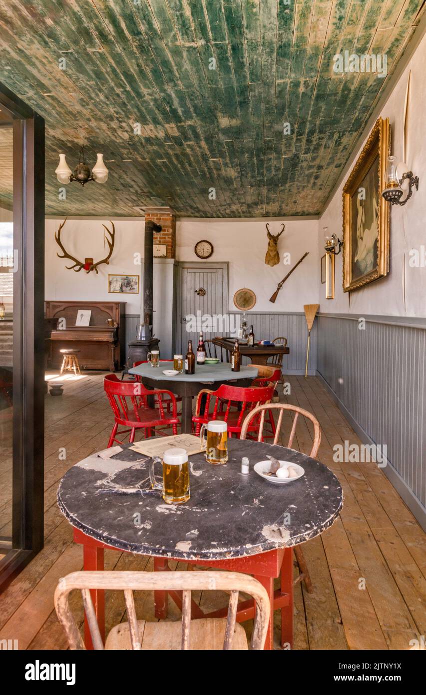 Carissa Saloon, 1890, intérieur, à South Pass City, Wind River Range, Wyoming, États-Unis Banque D'Images