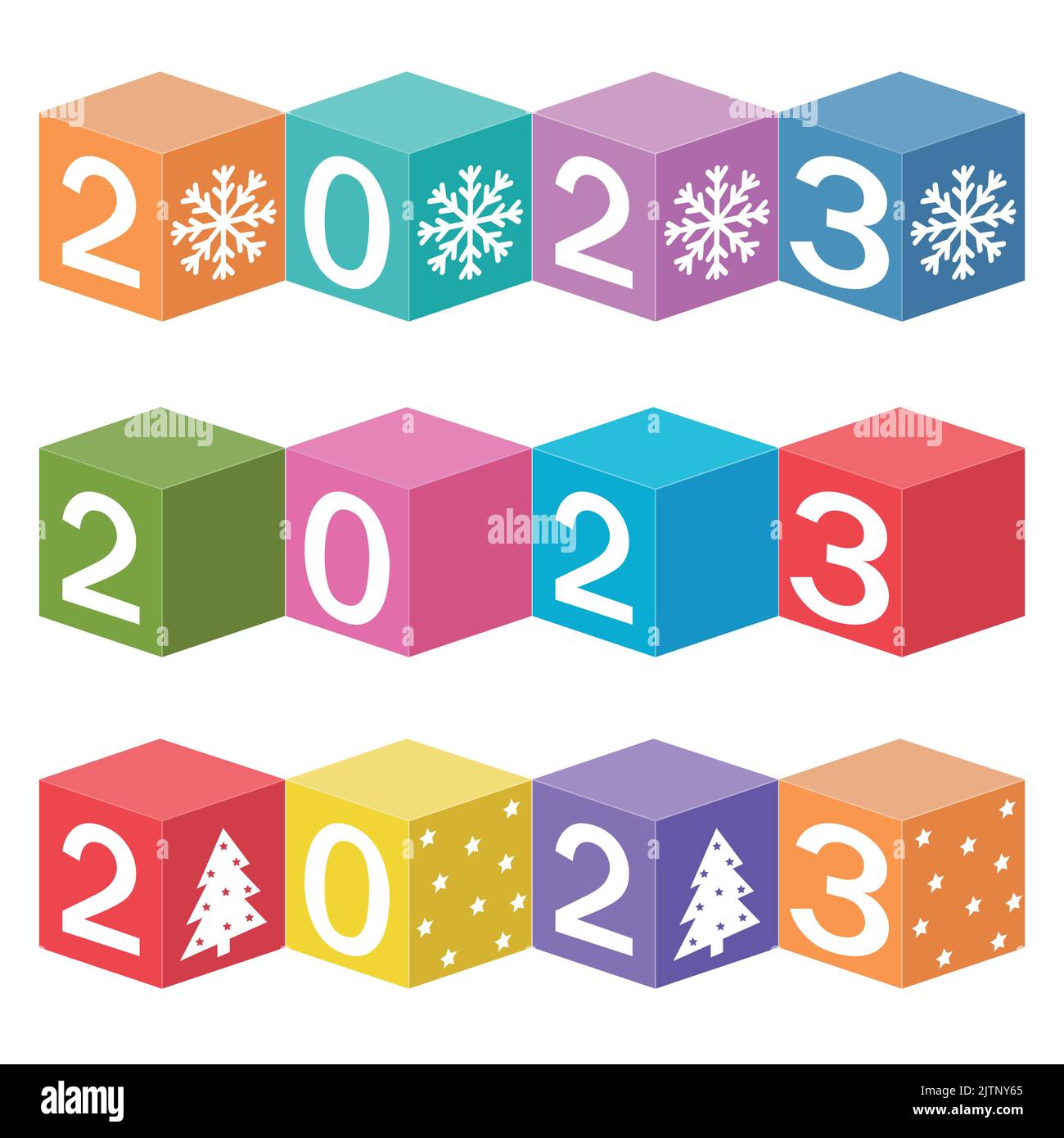 Calendrier de Noël, nouvelle année en cubes avec le numéro 2023, illustration vectorielle de couleur Illustration de Vecteur