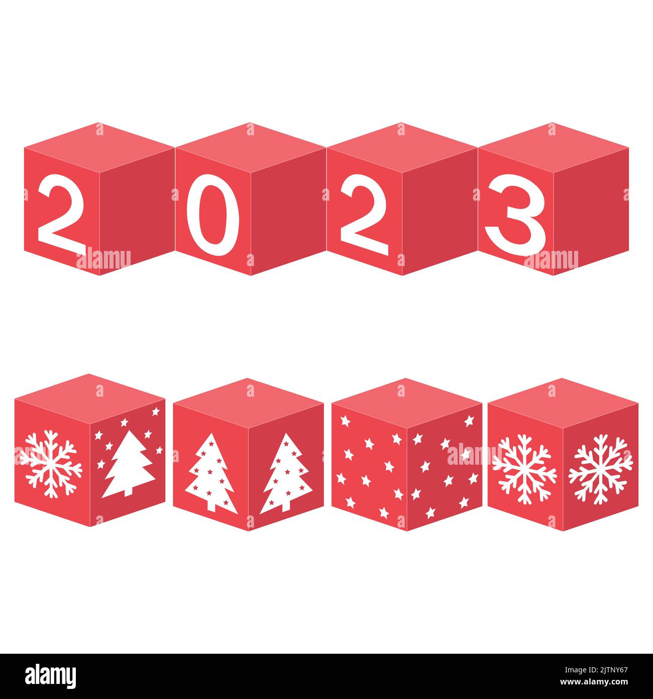 Calendrier de Noël, nouvelle année en cubes avec le numéro 2023, illustration vectorielle de couleur Illustration de Vecteur
