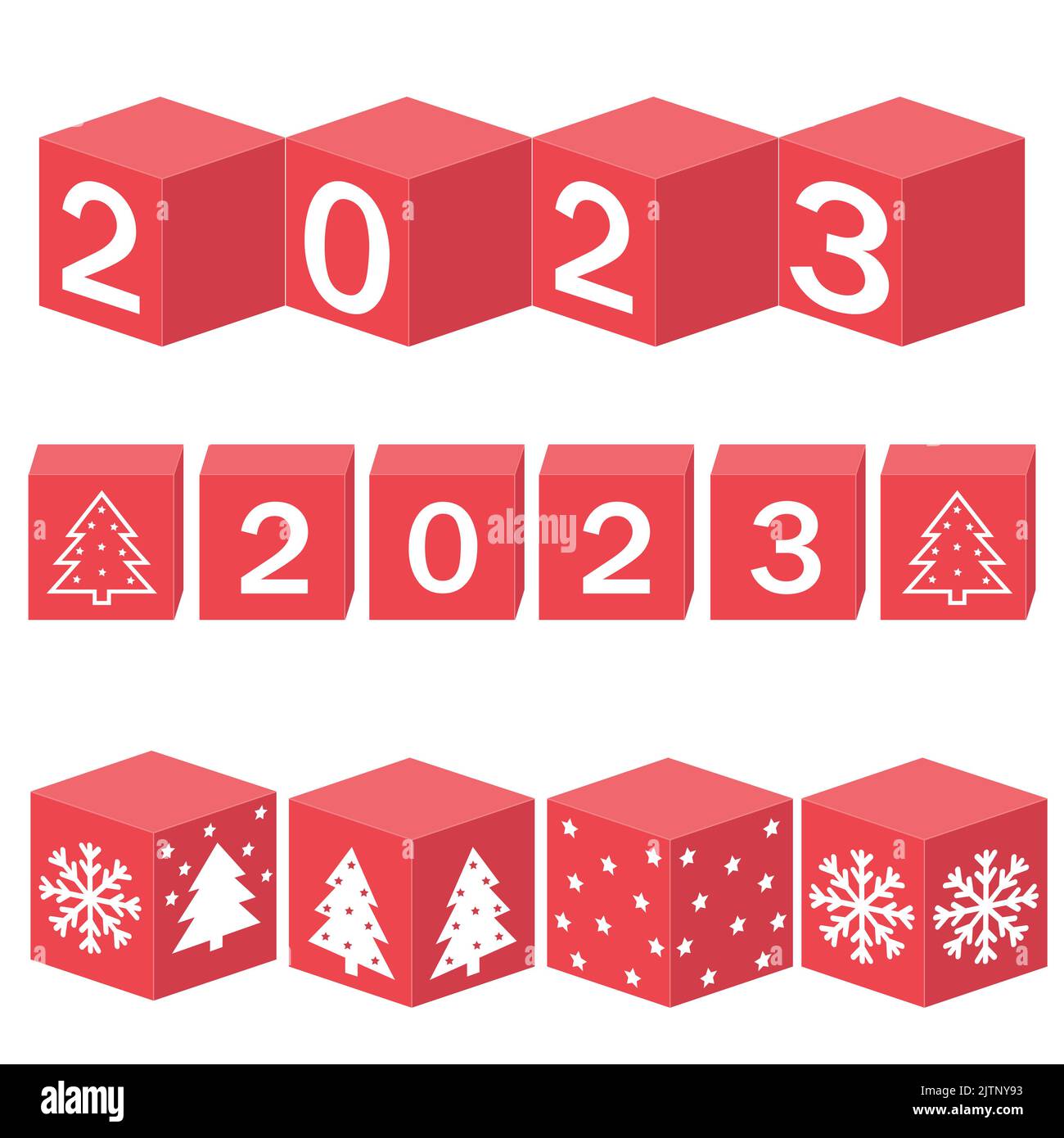 Calendrier de Noël, nouvelle année en cubes avec le numéro 2023, illustration vectorielle de couleur Illustration de Vecteur
