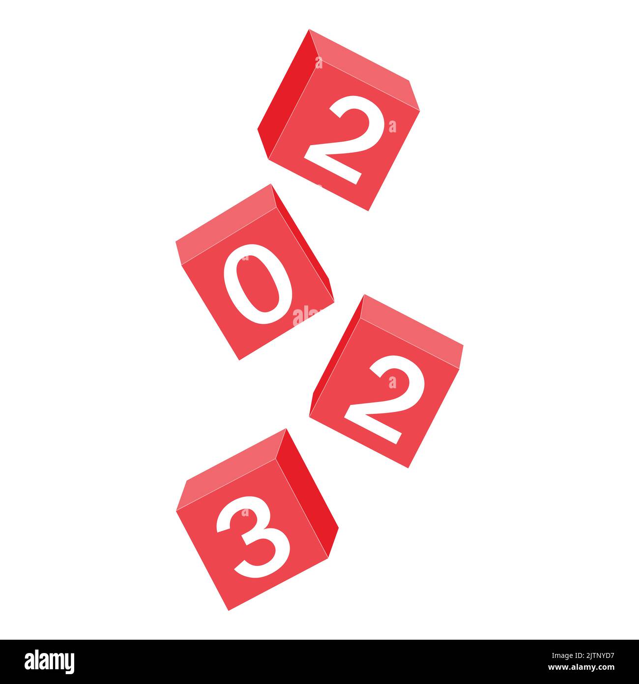 Calendrier de Noël, nouvelle année tombant cubes avec le numéro 2023, illustration vectorielle de couleur. Illustration de Vecteur