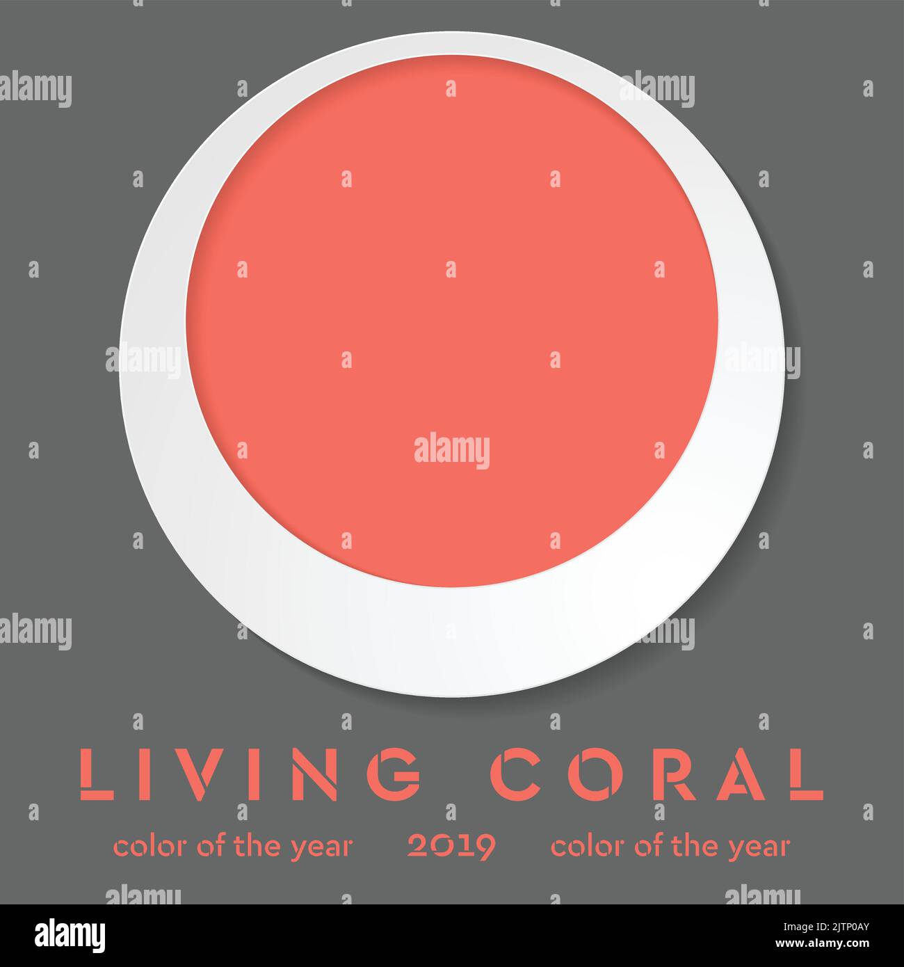 Cadre photo rond avec couleur tendance 2019. Arrière-plan vectoriel de corail vivant Illustration de Vecteur