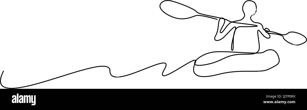 une personne fait des sports nautiques sur l'eau à l'aide d'un canoë Illustration de Vecteur