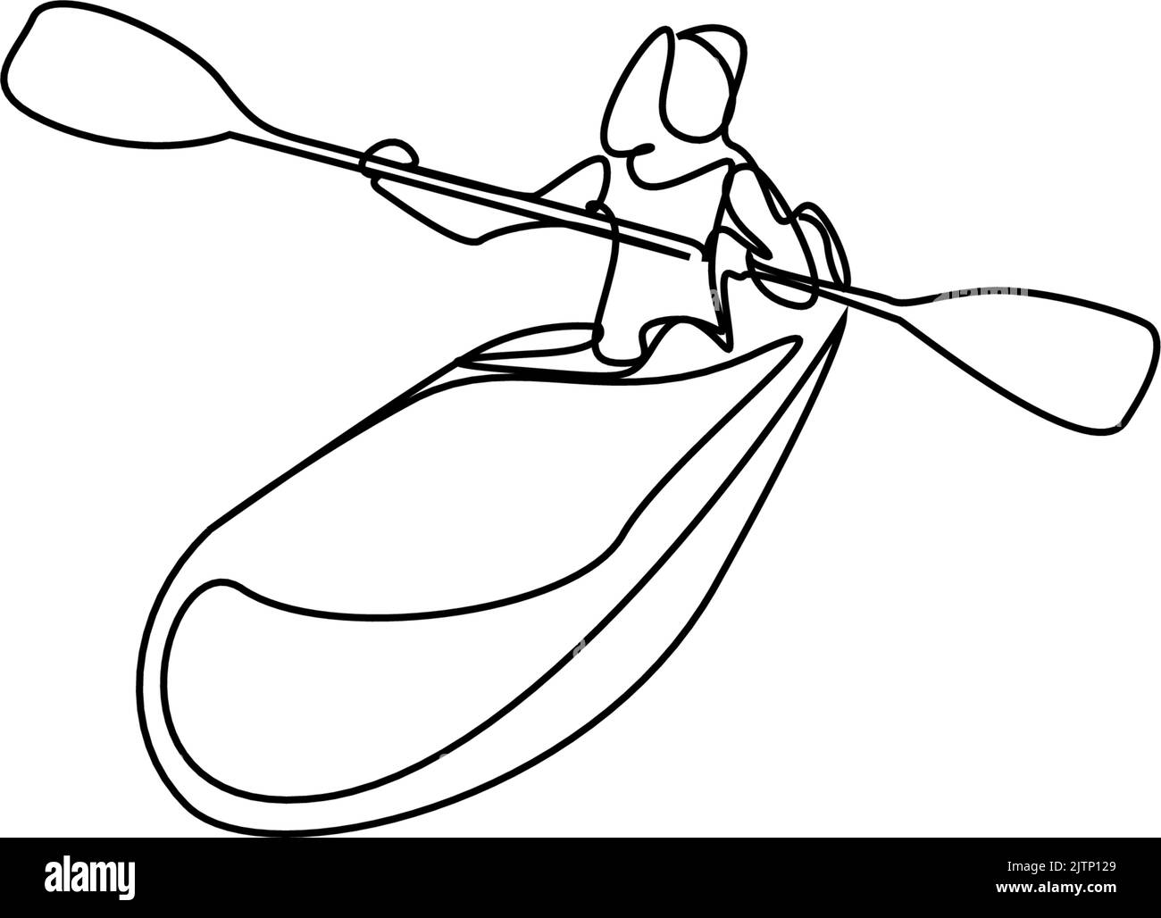 une personne fait des sports nautiques sur l'eau à l'aide d'un canoë Illustration de Vecteur