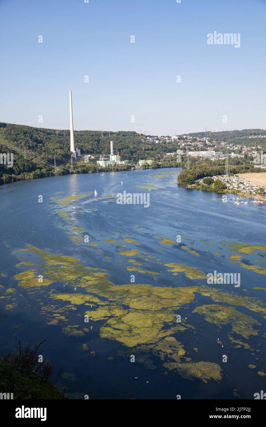 Vue sur le lac Harkort jusqu'à la ville de Herdecke et la centrale électrique à cycle combiné Cuno, turbine à gaz à cycle combiné, Rhénanie-du-Nord-Westphalie, Allemagne. E Banque D'Images